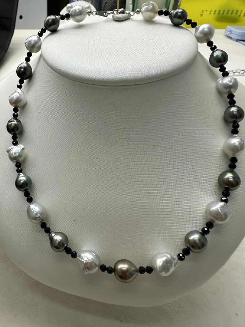 澳白大溪地巴洛克满天星手工时尚百搭复古妈妈白色复古珠珠拼接