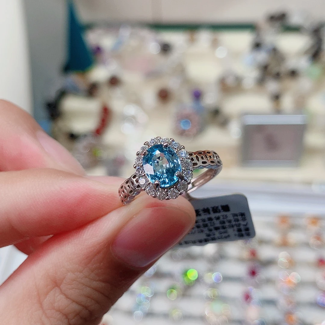 天然锆石银S925镶嵌戒指戒指