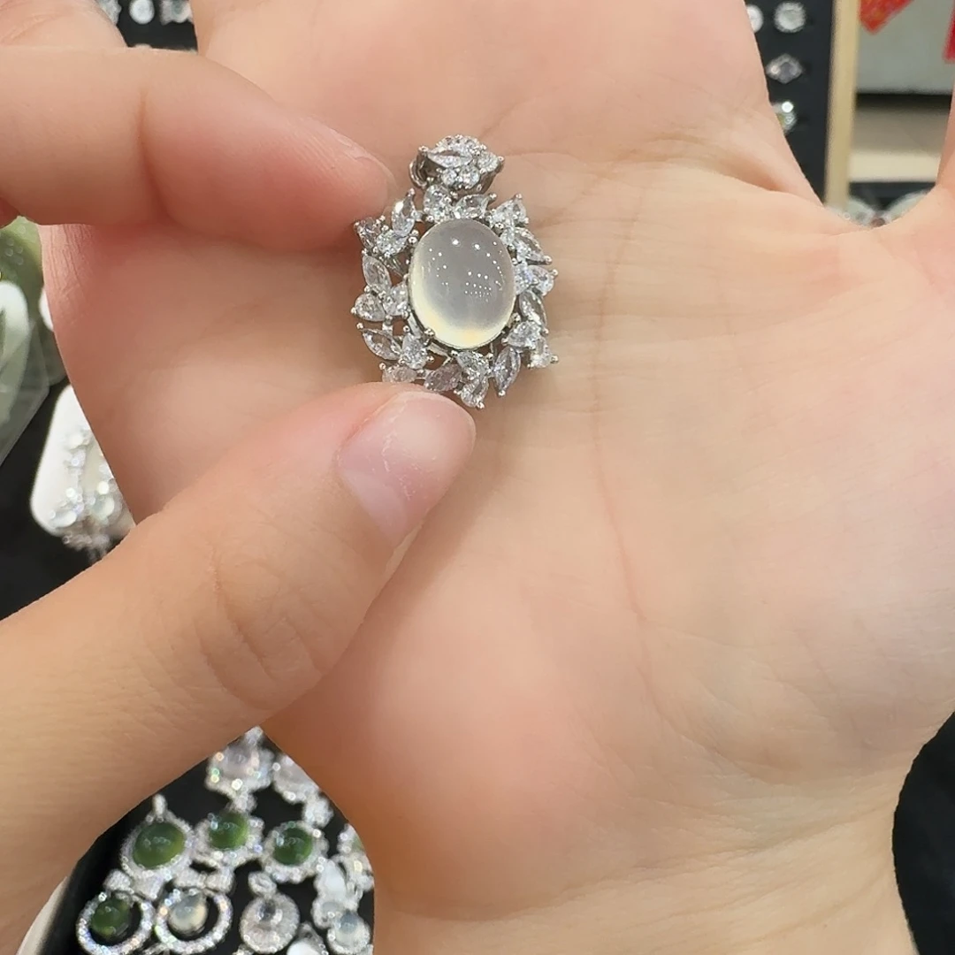 蛇纹石玉银S925镶嵌吊坠(不含链)微*?