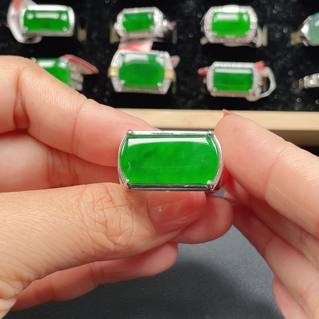 翡翠银S925镶嵌戒指编号3016没运费险