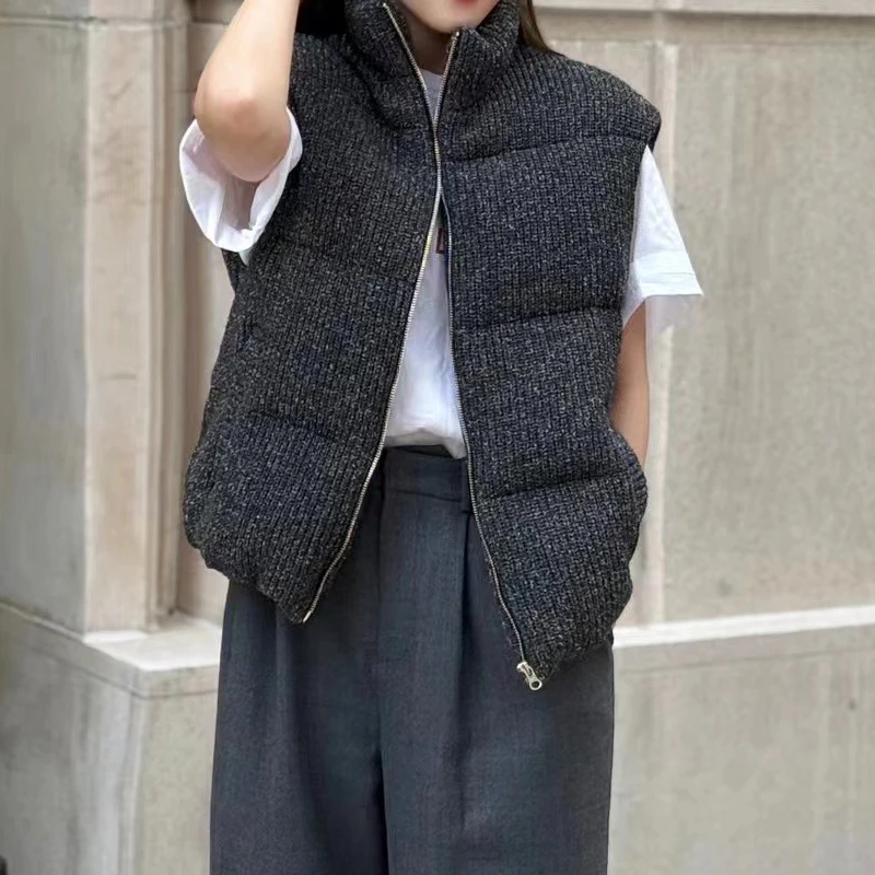 FLORA&AILEY【星线好物】半高领针织羽绒马甲C4Y7782