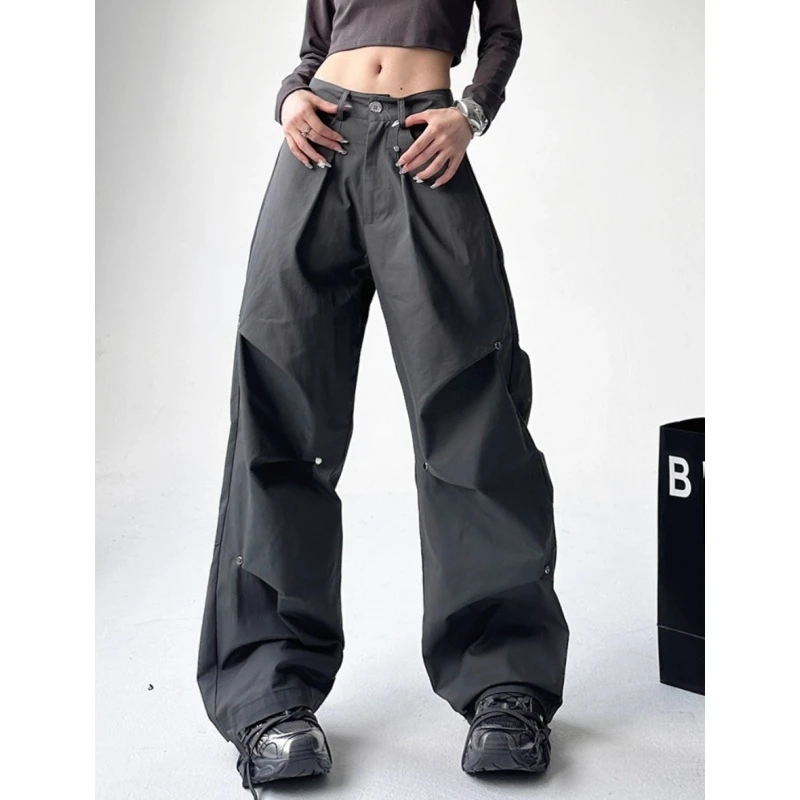 2-300斤加大码宽松潮酷休闲运动裤夏季男女薄款铆钉设计感工装裤