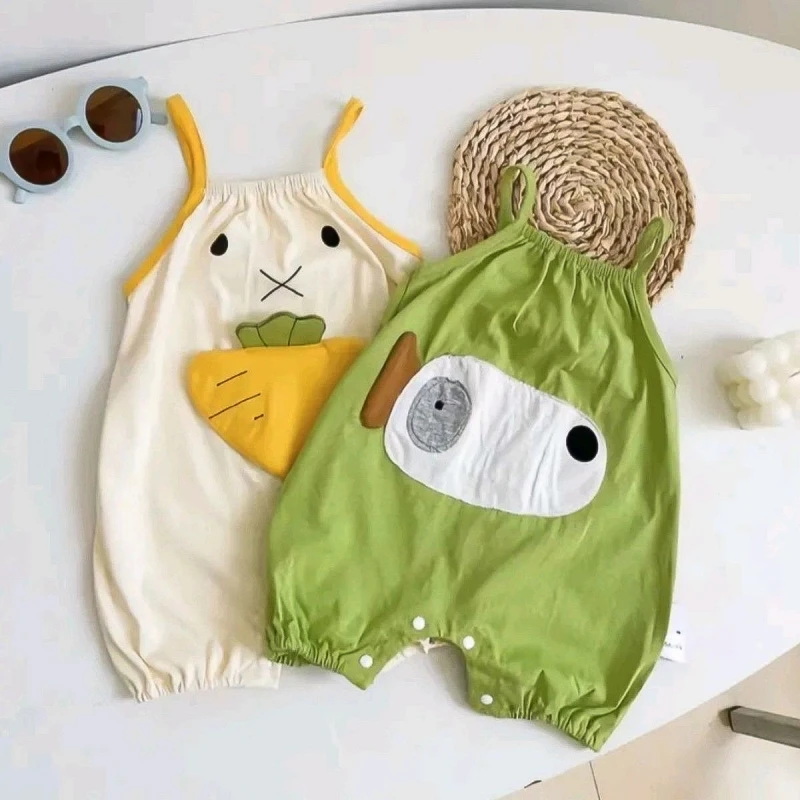 夏款网红儿童连体衣夏季薄款吊带包屁衣幼儿衣服超萌可爱哈衣爬服