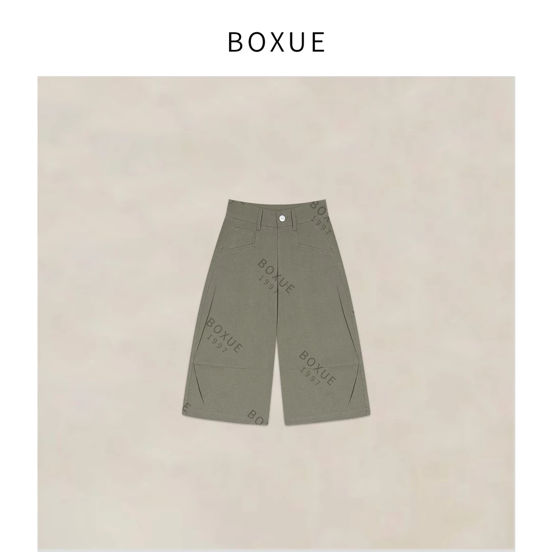BOXUE “青野” 2025夏季新款复古阔腿显瘦牛仔 裤子 #250530K2727