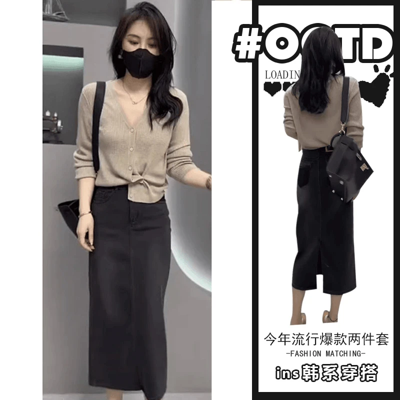 春秋搭配一整套时尚盐系轻熟高级感小个子穿搭今年流行漂亮套装裙