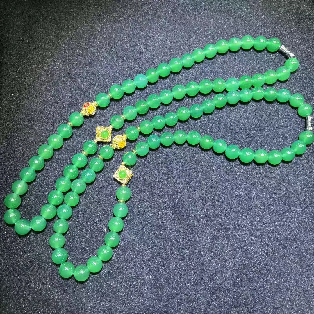 S7604卡10左右-青碧冰芙蓉玛瑙绿项链-多样性发其一