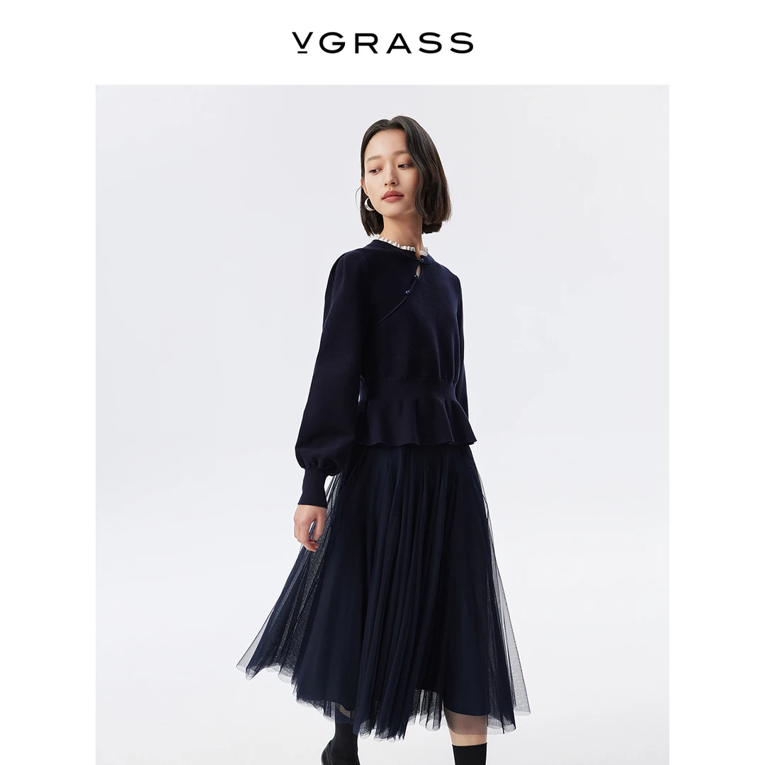 【羊羊专属】VGRASS维格娜丝秋季新款针织衫连衣裙两件套