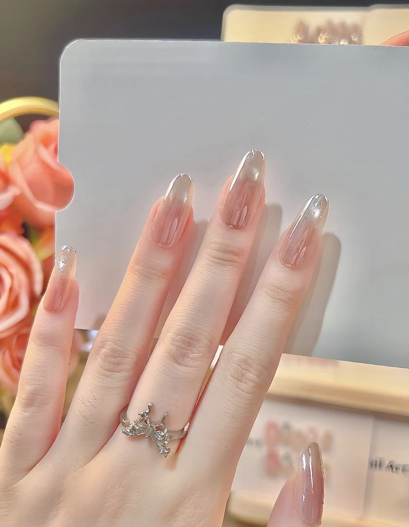 【白月光】纯手工裸色可拆卸穿戴甲时尚清新纯欲高级感成品美甲