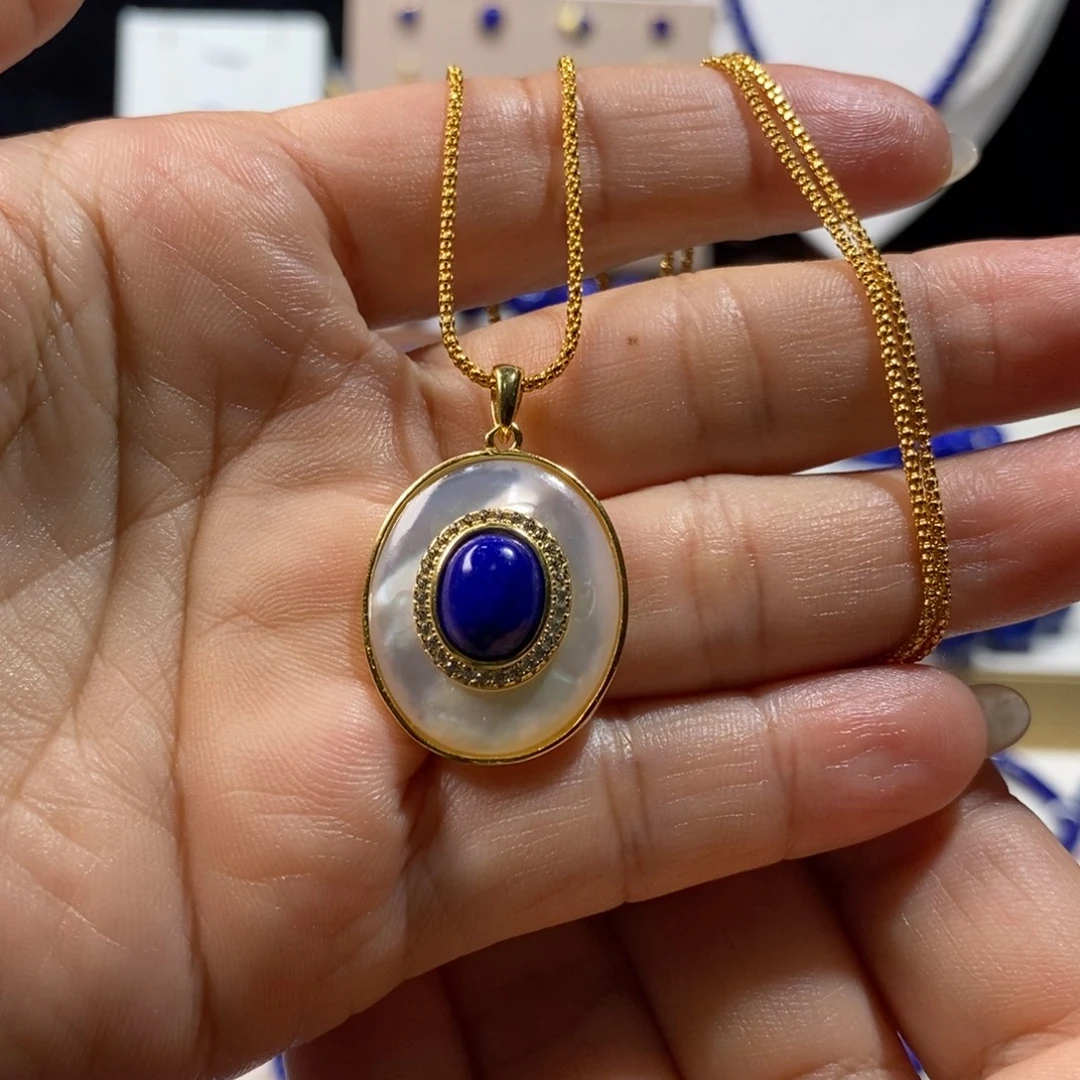 青金石银S925镶嵌手串吊坠链子