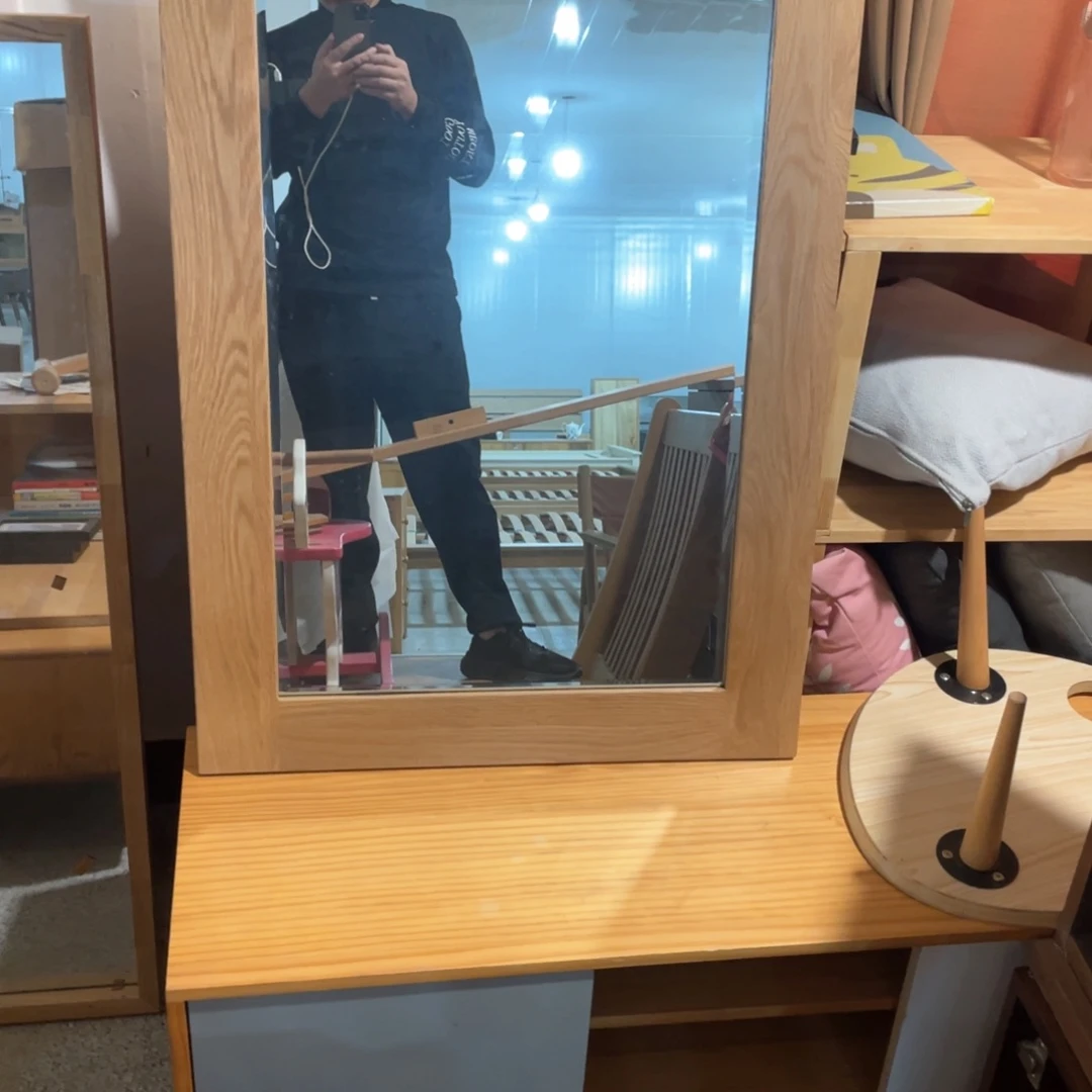 橡木白橡木框镜子原木色