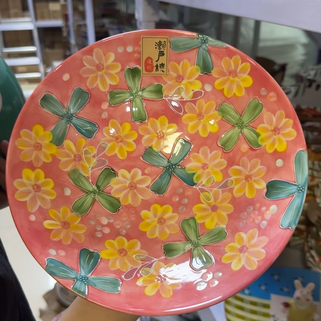 陶瓷9.5英寸群芳争艳斗笠碗一只