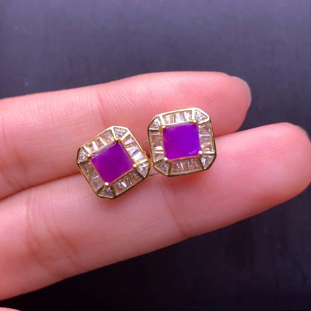 苏纪石（舒俱来）银S925镶嵌耳钉