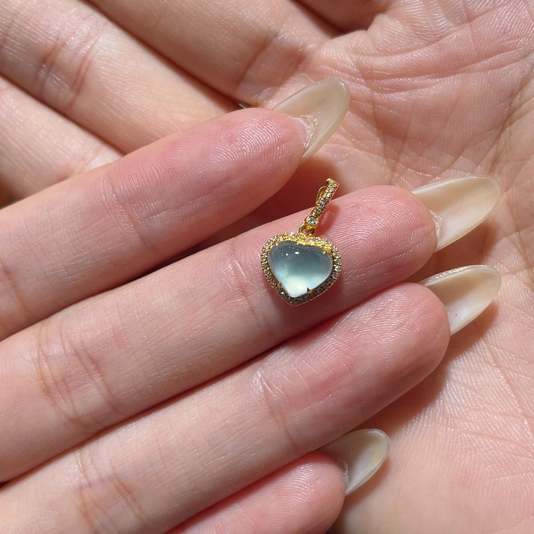 翡翠18K金镶嵌吊坠(不含链)