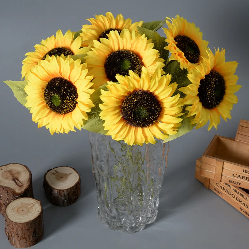 仿真向日葵欧式拉丁假花单支太阳花田园风格家居摄影道具婚庆把花