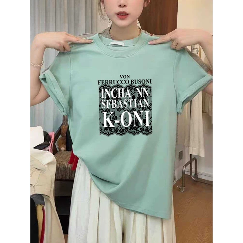 天青色夏季体恤正肩圆领短袖t恤女2025新款时尚百搭洋气常规上衣