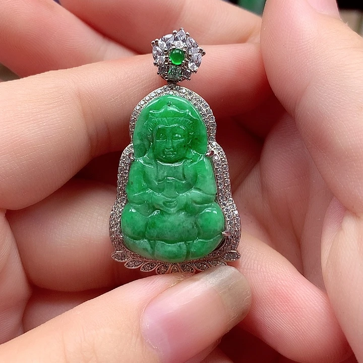 翡翠银S925镶嵌颈饰翡翠