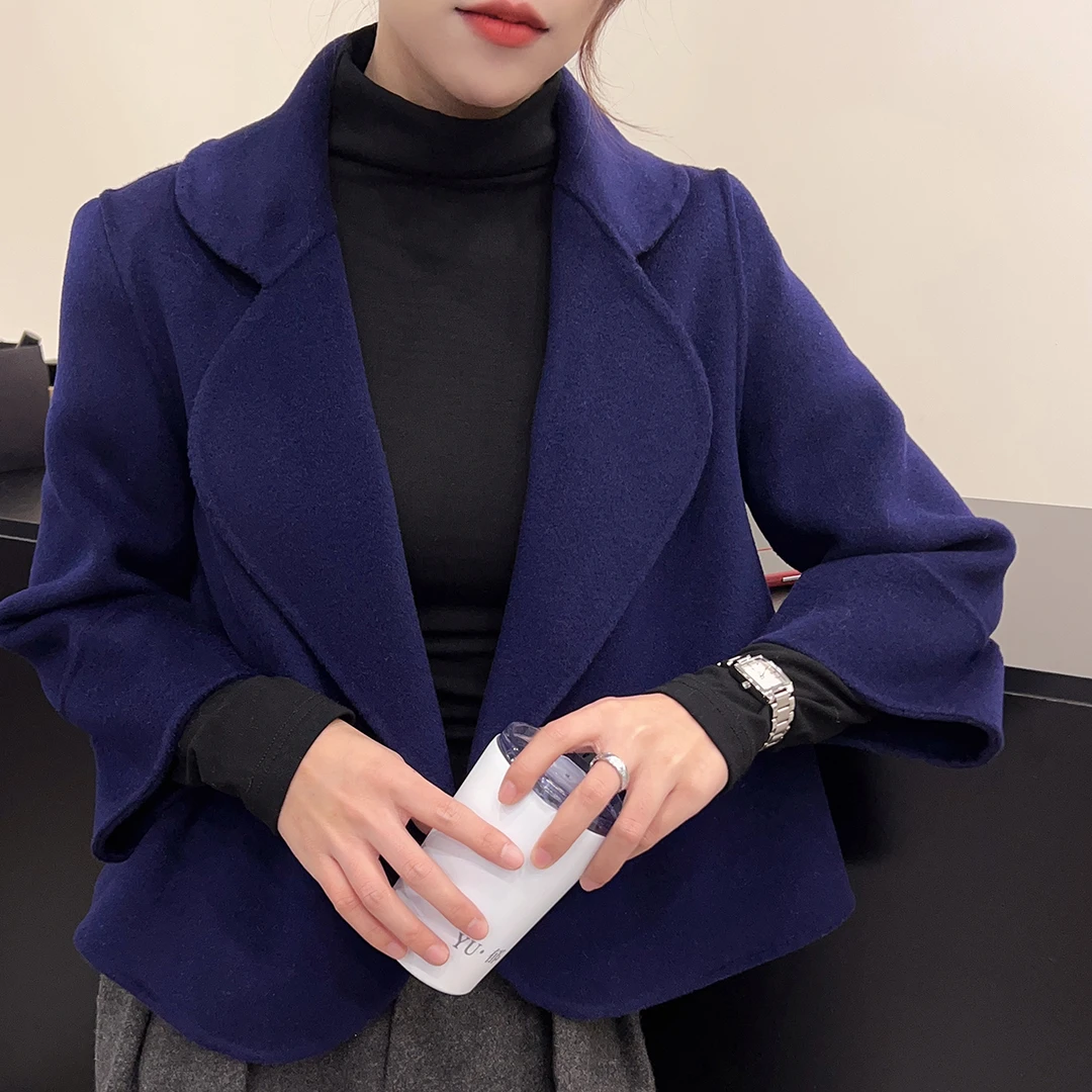 新款双面羊毛大衣秋冬外套短款小个子百搭洋气