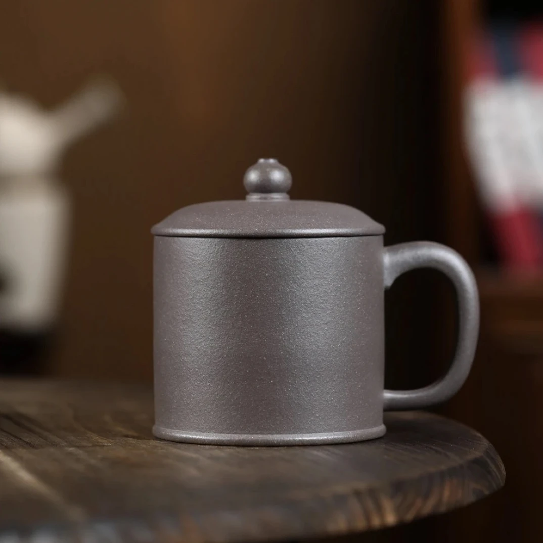 原矿紫砂盖杯高温天青泥君子杯容量480cc