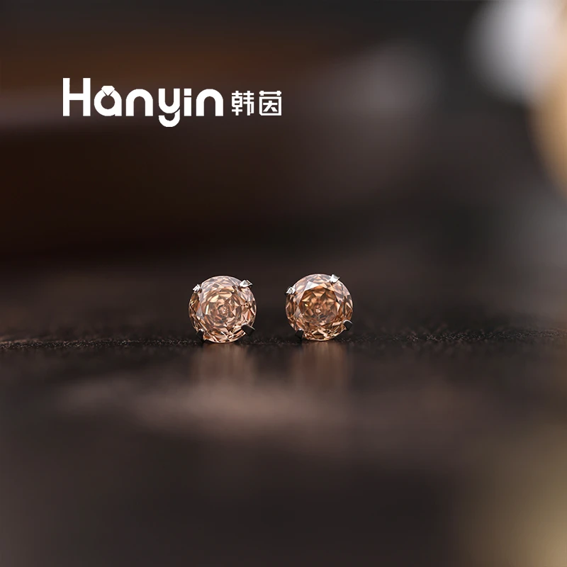 铜合金合成锆石耳饰 925银针时尚气质四爪玫瑰切耳钉简约百搭耳饰