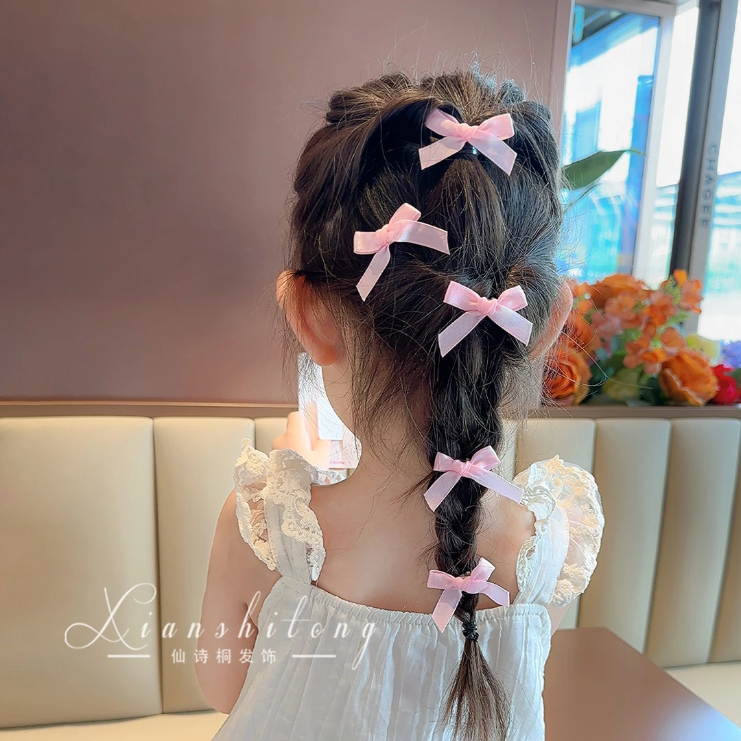 新款儿童格子蝴蝶结发夹女童甜美布艺发饰发卡女孩侧边刘海碎发夹