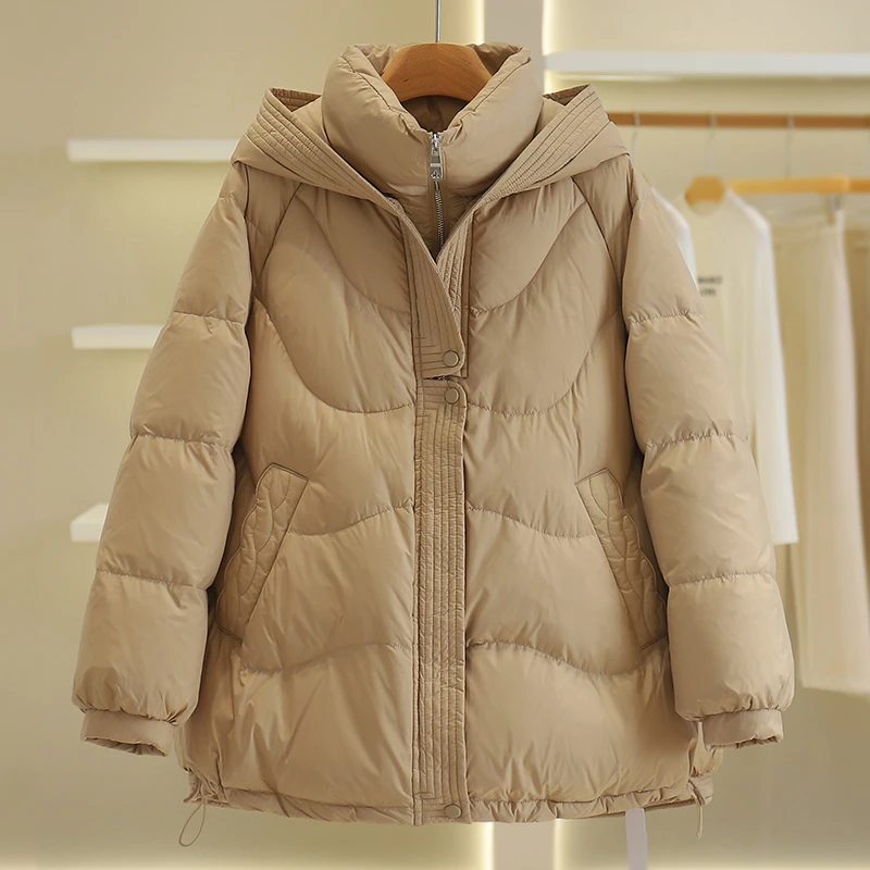 【伍莎-自营】立领修身连帽加厚通勤羽绒服#QTM48H034