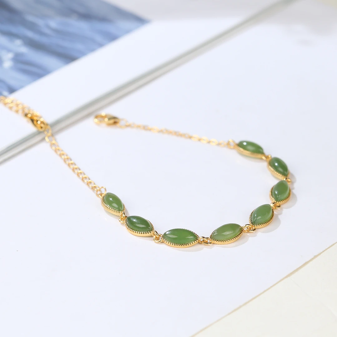 【麦子家族秋季特惠】天然和田玉S925银手串手链珠宝百搭EF1011