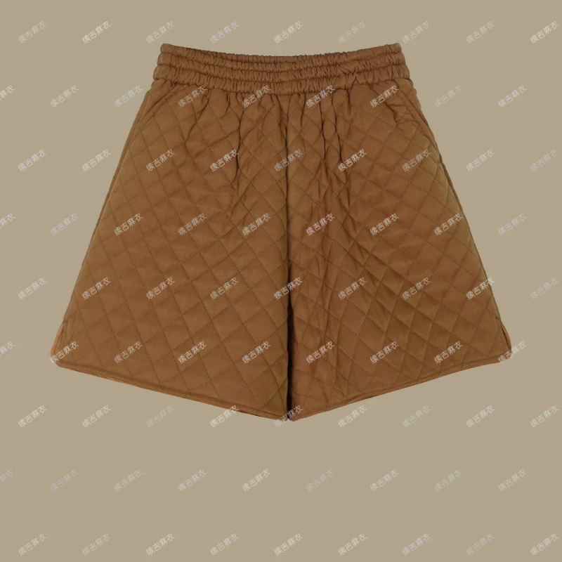原创设计24-2122【初晴】休闲百搭宽松复古菱格夹棉短裤