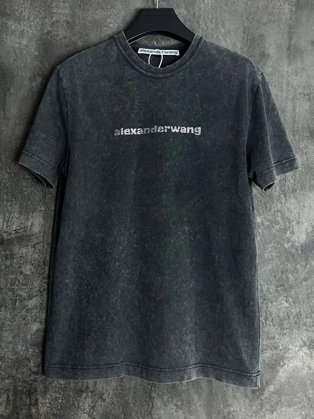 全新未使用  S码*1/alexanderwang 水洗黑水钻Logo红唇短袖/05301