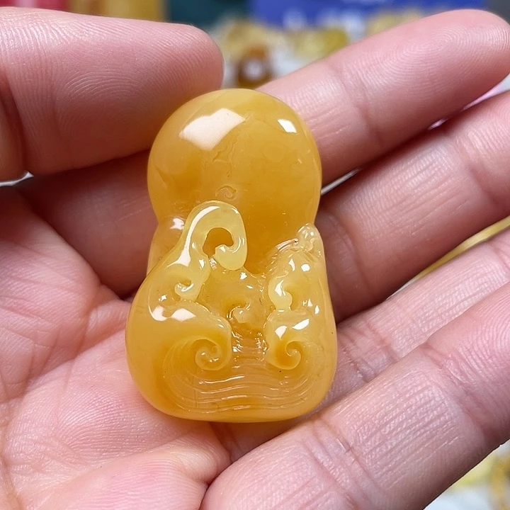 裸石蜜蜡未镶嵌旭日东升挂坠