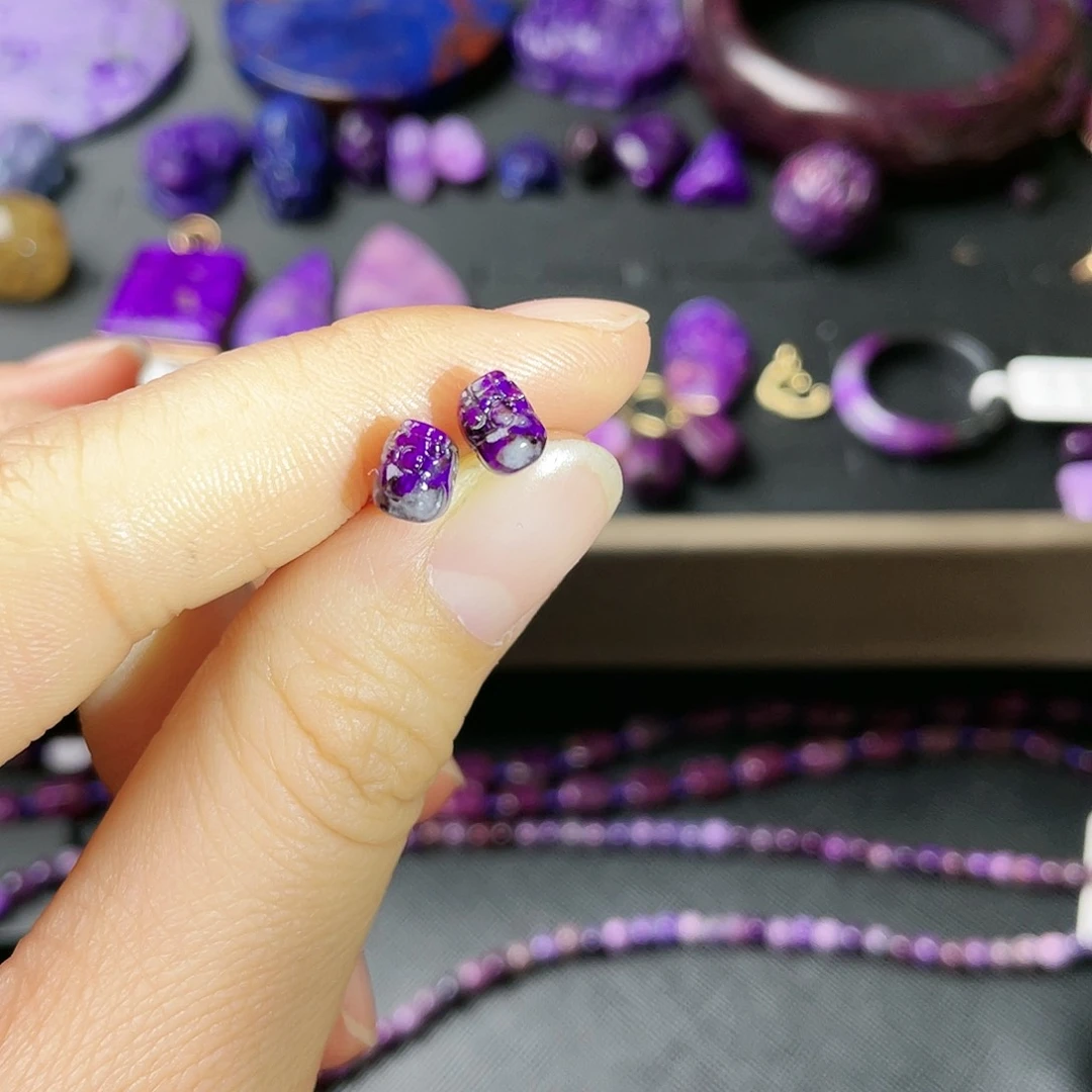 苏纪石（舒俱来）耳钉银S925镶嵌