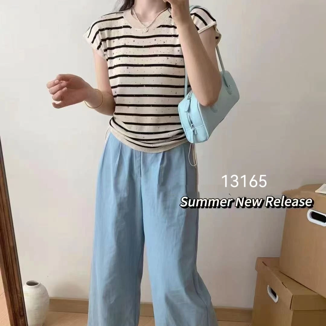 13165（部分无水洗唛，介意慎拍）WANGDAN新款烫钻打揽小飞袖