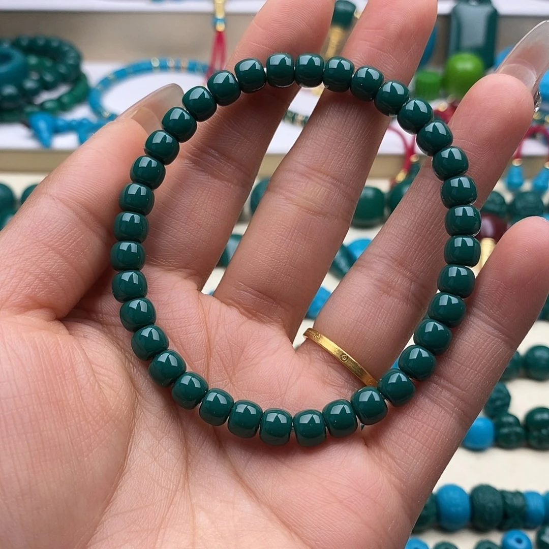 DIY琉璃油绿色6mm老邢单圈