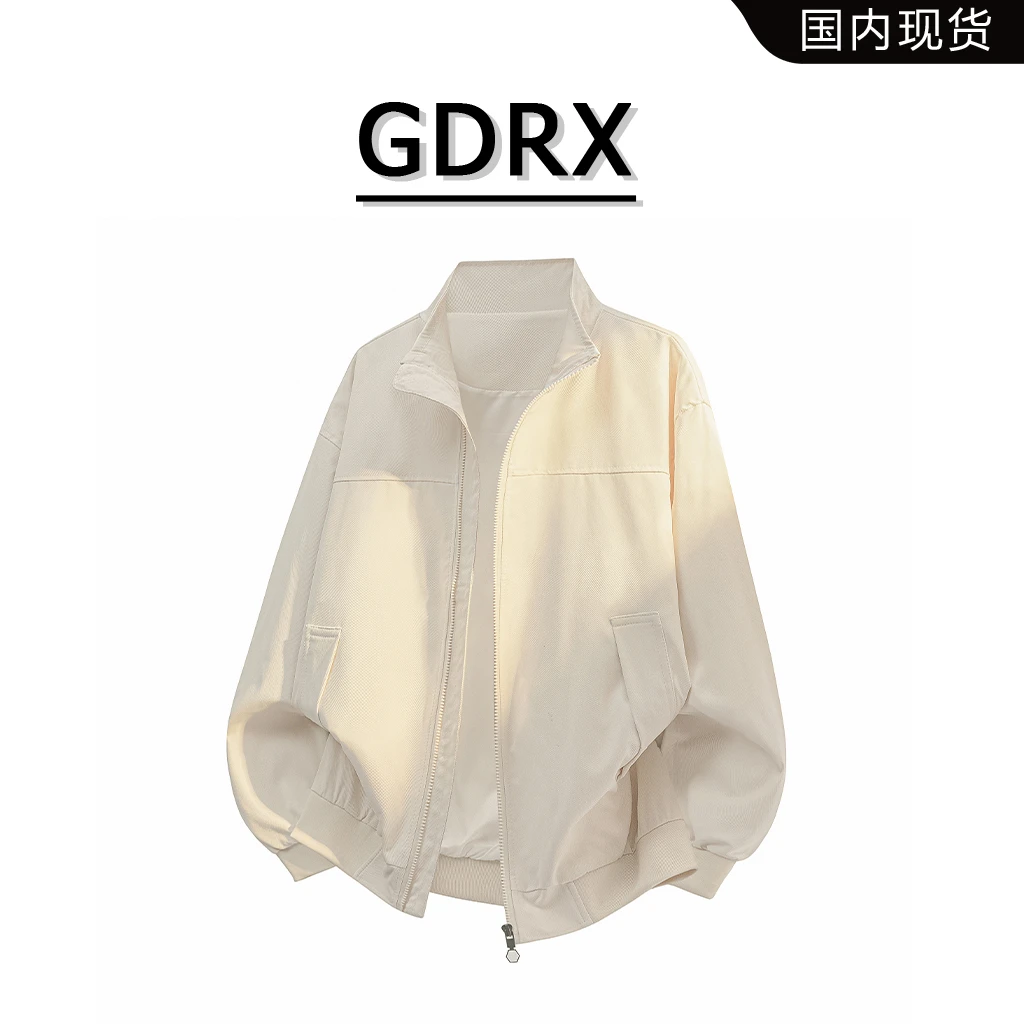 GDRX美式潮牌夹克男士春秋季高级感痞帅拼接长袖百搭时尚休闲外套