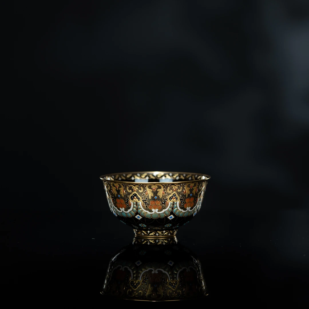 溢珍堂 唐风图案 璎珞纹吊珠小碗杯 100cc 瓷器茶周边茶具