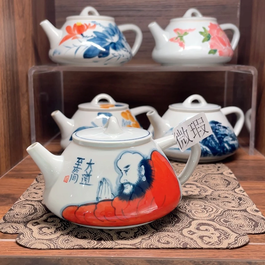 釉下手绘茶具微瑕