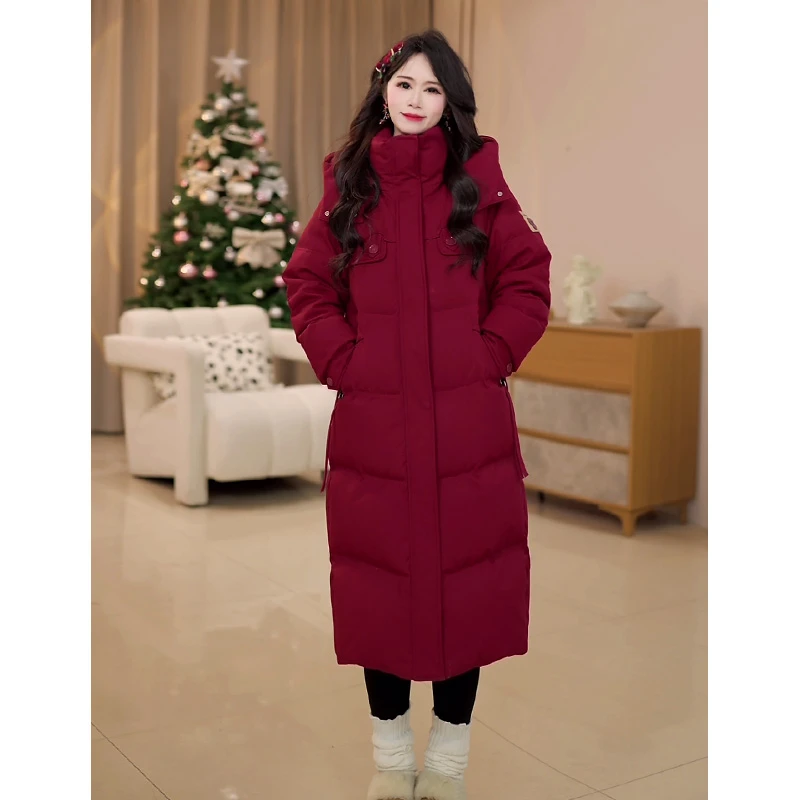 雅鹿品牌女装羽绒服女过膝中长款2024冬季新款休闲过冬外套冬