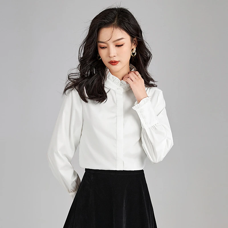 法式浪漫高品质白色衬衣女士长袖显瘦百搭衬衫春秋季新款2325303
