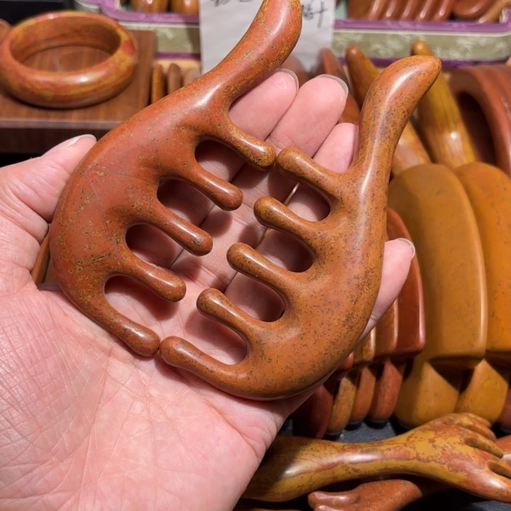 红砭石精品款五齿按摩梳