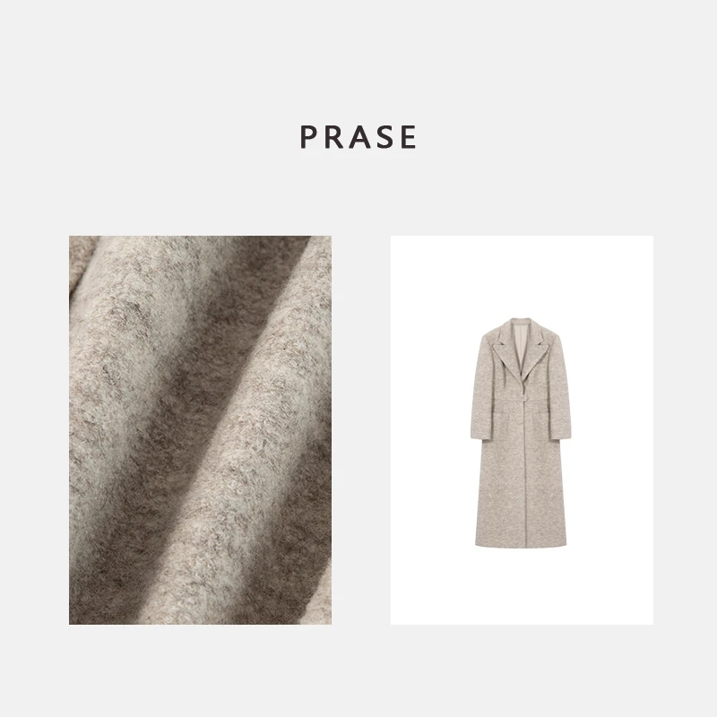 PRASE VIP回馈【向暖】微胖轻奢气质冬长款收腰毛呢外套PR410C11