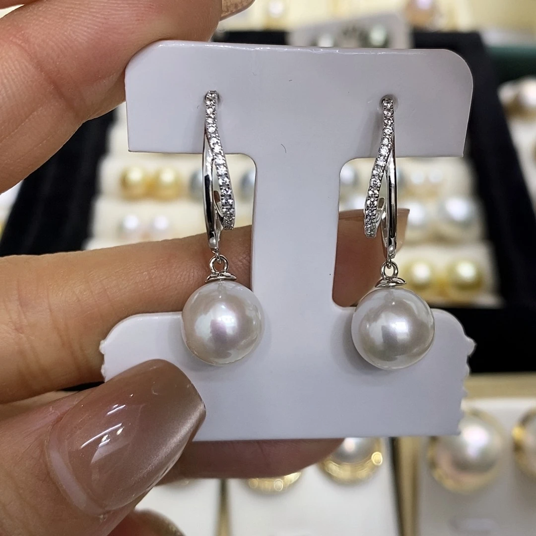 淡水珍珠耳饰银S925镶嵌