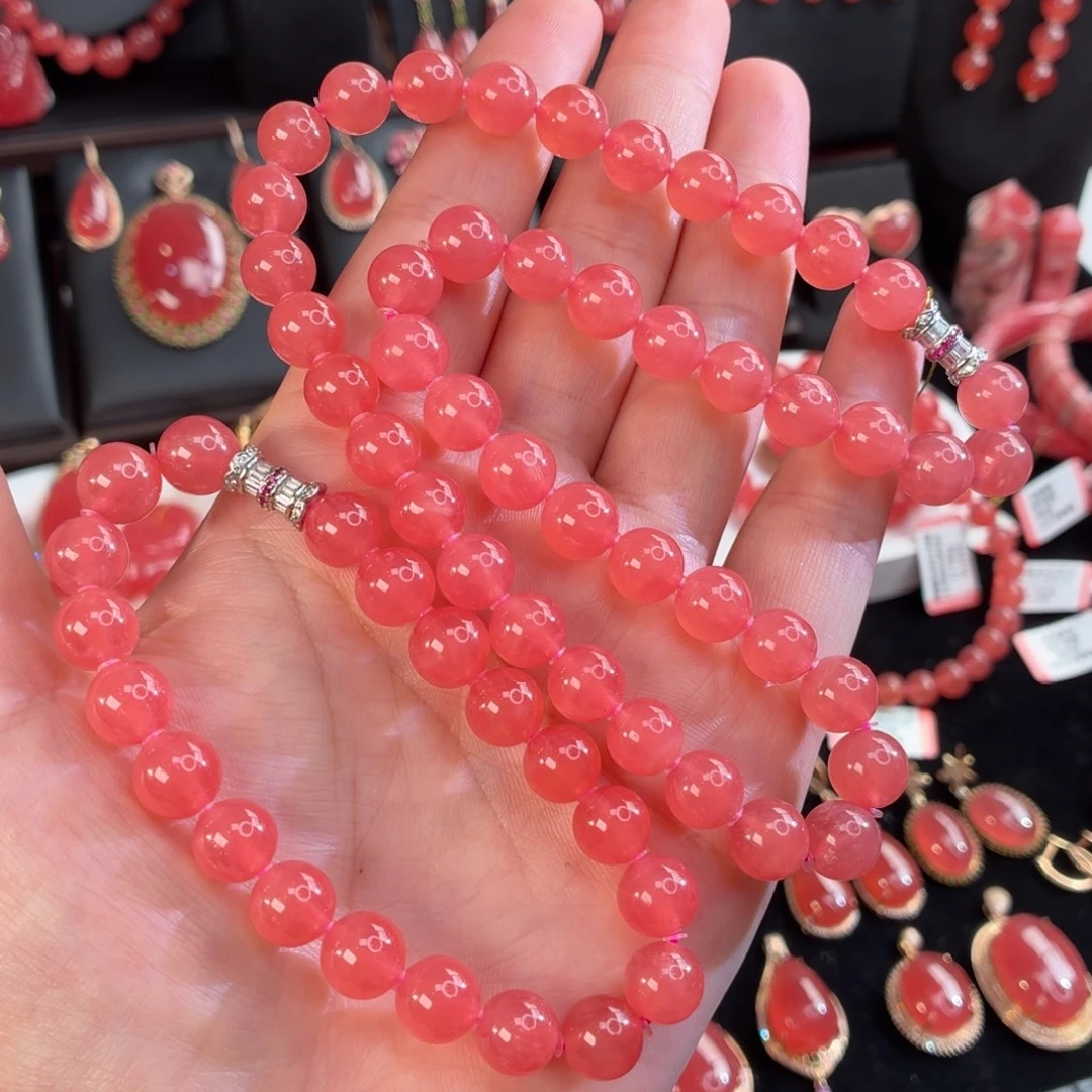 菱锰矿（红纹石）未镶嵌手串