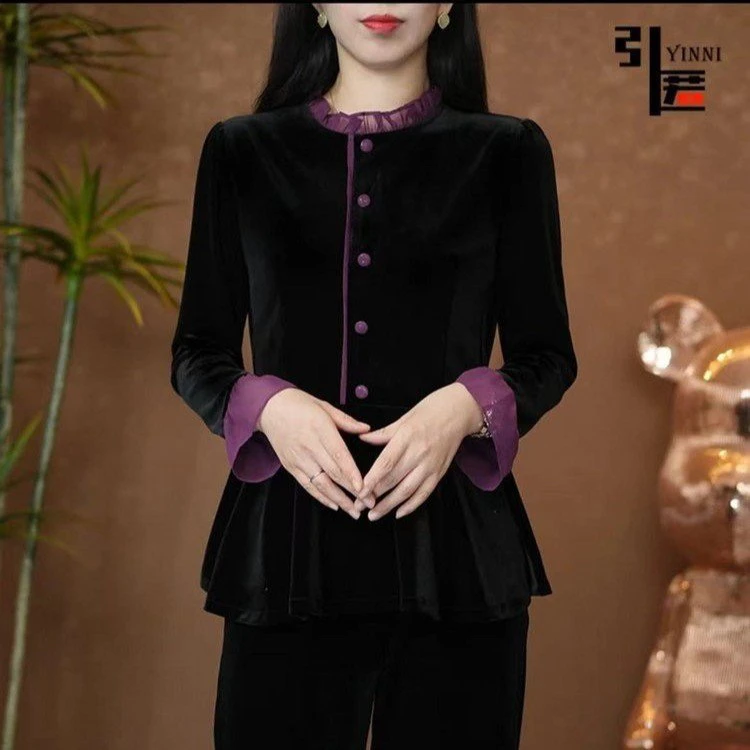 早春新款洋气减龄显瘦上衣T恤女装春秋时尚休闲长袖丝绒打底小衫.