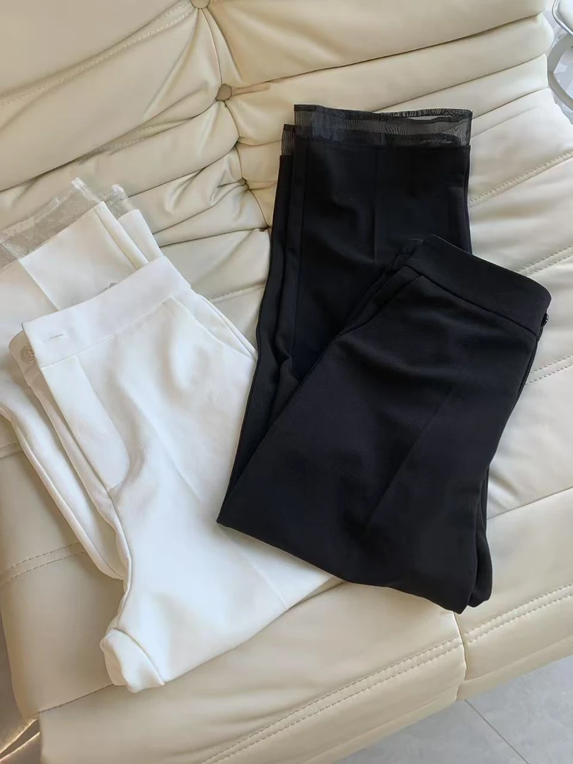 九月  两色柔纱九分裤     新款舒适显瘦修身百搭新中式国风裤子