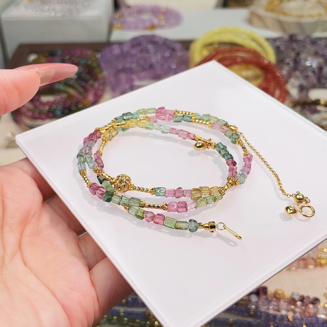 颈饰碧玺未镶嵌碧玺项链diy