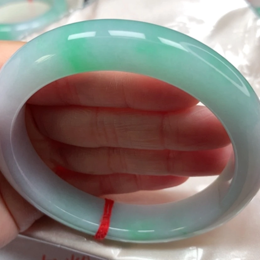 【闪购商品】翡翠手镯未镶嵌冰胶白底青手镯6263圈23号