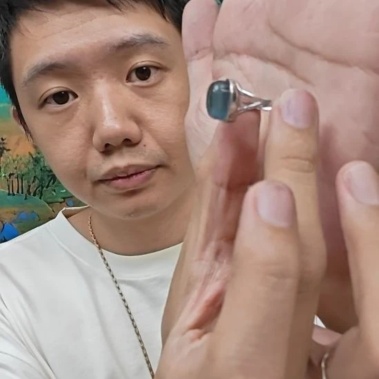 海蓝宝石戒圈银S925镶嵌Y*