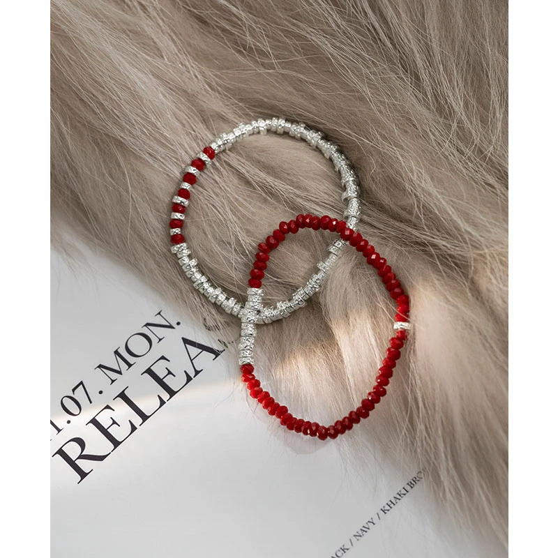 合金手链 【现货】朱砂痣手链 定制本命红绳/银色bling叠戴手链