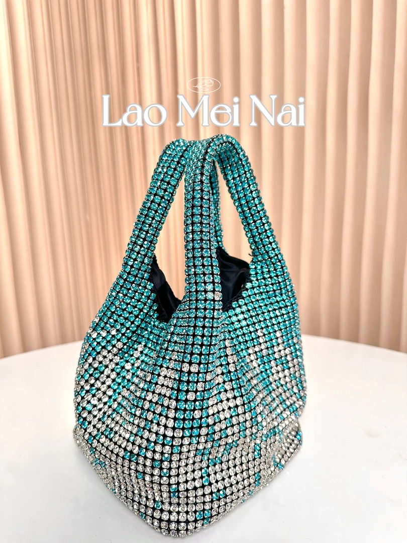 【SL】新款满钻手提菜篮子包小众设计日系水钻斜挎包时尚名媛斜挎包