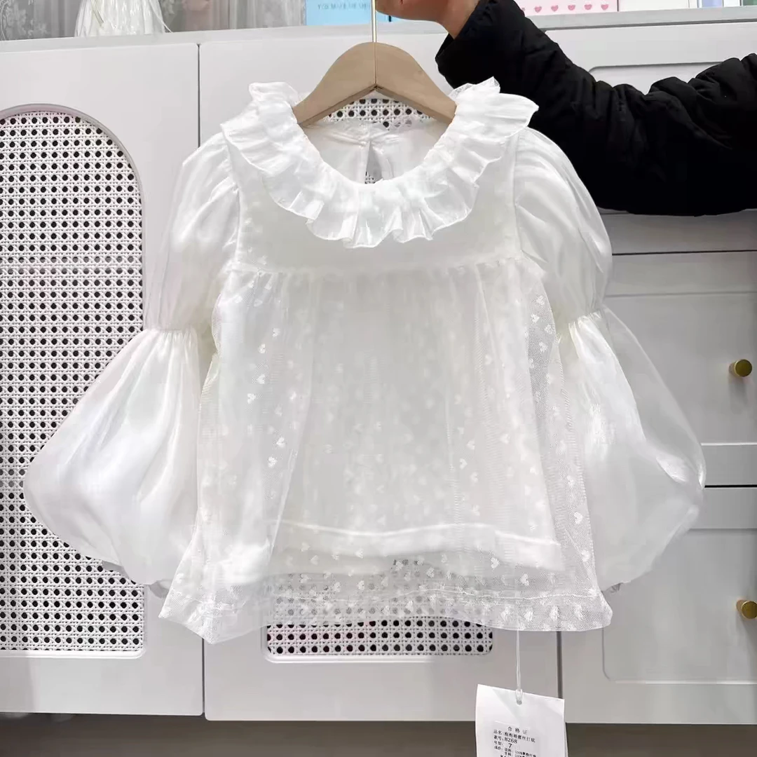 女童2025春秋打底衫洛丽塔打底纯白百搭娃娃衫春夏秋宝宝内搭加绒