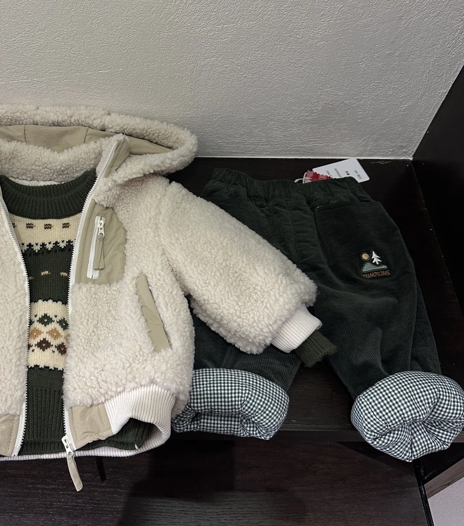 【PM】墨绿灯芯绒夹棉休闲裤 7629